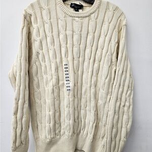 NWT Bluemarine Cream Cable Knit Crewneck Sweater